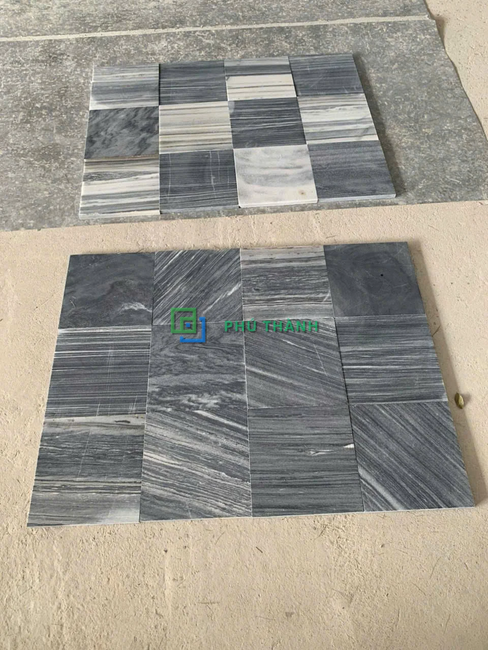 Mẫu đá sọc xám Quỳ Hợp hai kiểu ghép